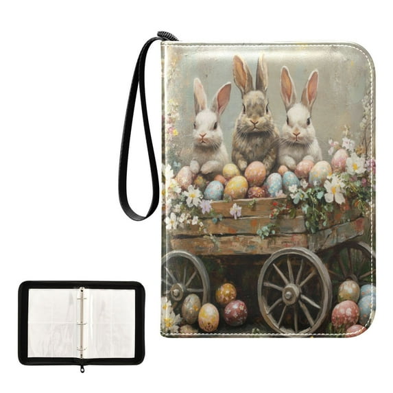 Game Card Storage Bag Collectible Trading Card Albums The 4-Pocket Card Binder With 50-Page Sleeve Can Hold 400 Game Cards The Three Easter Rabbits