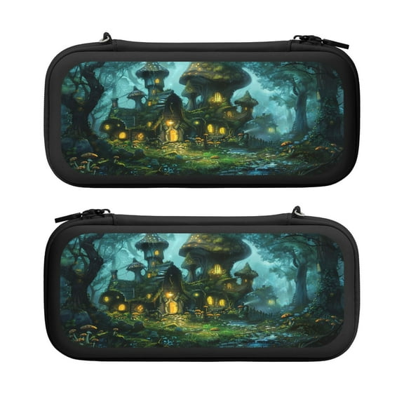 Game, Carrying Case For Nintendo Switch & OLED Version, Eva Lightweight Shockproof Protective Pouch Case for Game Console & Accessories with 10 Game Card Slot & Wristband, Black