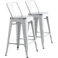 thumbnail image 1 of Game Chair Modern Light Weight Industrial Contemporary Rustic Vintage Costal Metal Barstools with Bucket Back and 4 Leg Design, Seat Bar Stools (Set of 2) (24" Seat, Distressed White),Reclining Game, 1 of 5
