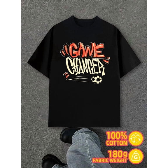Greenink Game Changer Tee for men black 180G 100% Cotton Summer wear Vintage-inspired,comfortable fit Unique Design Unisex Shirt Short Sleeve tshirts Casual Unisex Shirt Printed tshirts