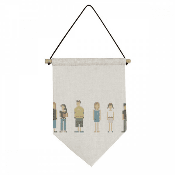 Game Characters Pixel Art Deco  Fashion Canvas Flag Hanging Wall Art Decor Banner