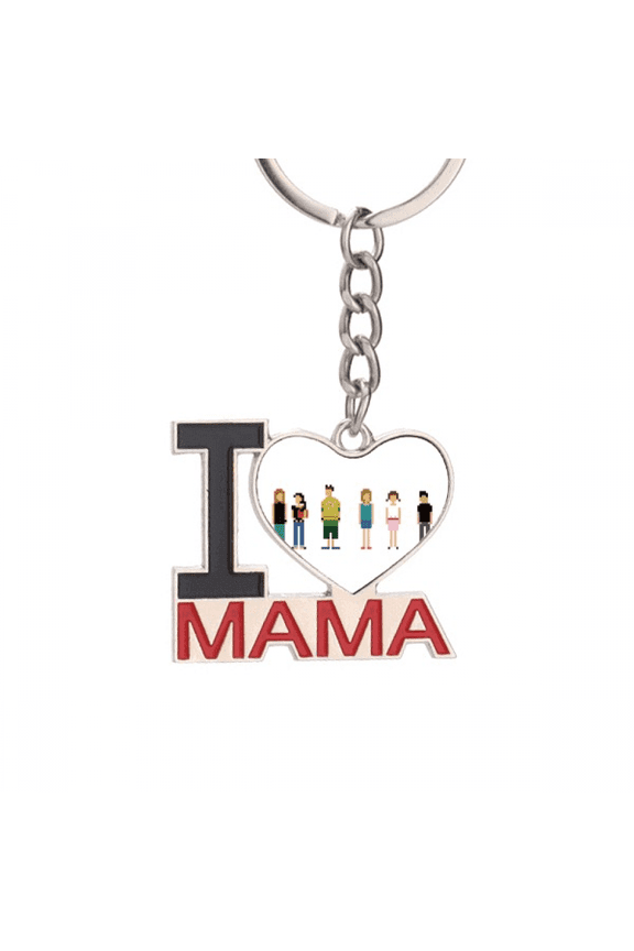 Game Characters Pixel Art Deco  Fashion Keychain Metal Keyring Holder Love MAMA Mother