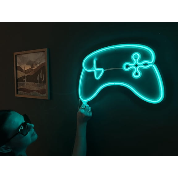 Game Consol Metal Neon Sign, Neon Sign, Modern Gamer Room Decor, Metal Neon Sign for Gaming (Without Remote Control)