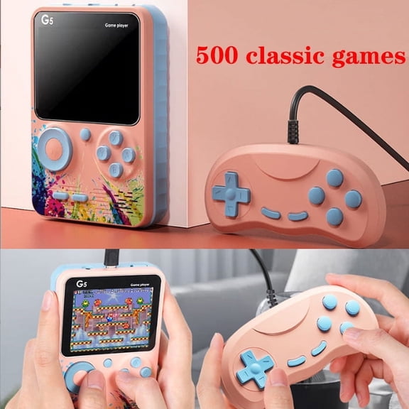 Game Console 500 Classic Games LCD Color Screen 2-player Game Toys