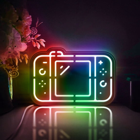 Game Console Led Light Box, Dimmable Neon-Like Light Signs USB Power for Wall Decor Bedroom Decoration, Color Flow Effect (WxH) 11"x8"