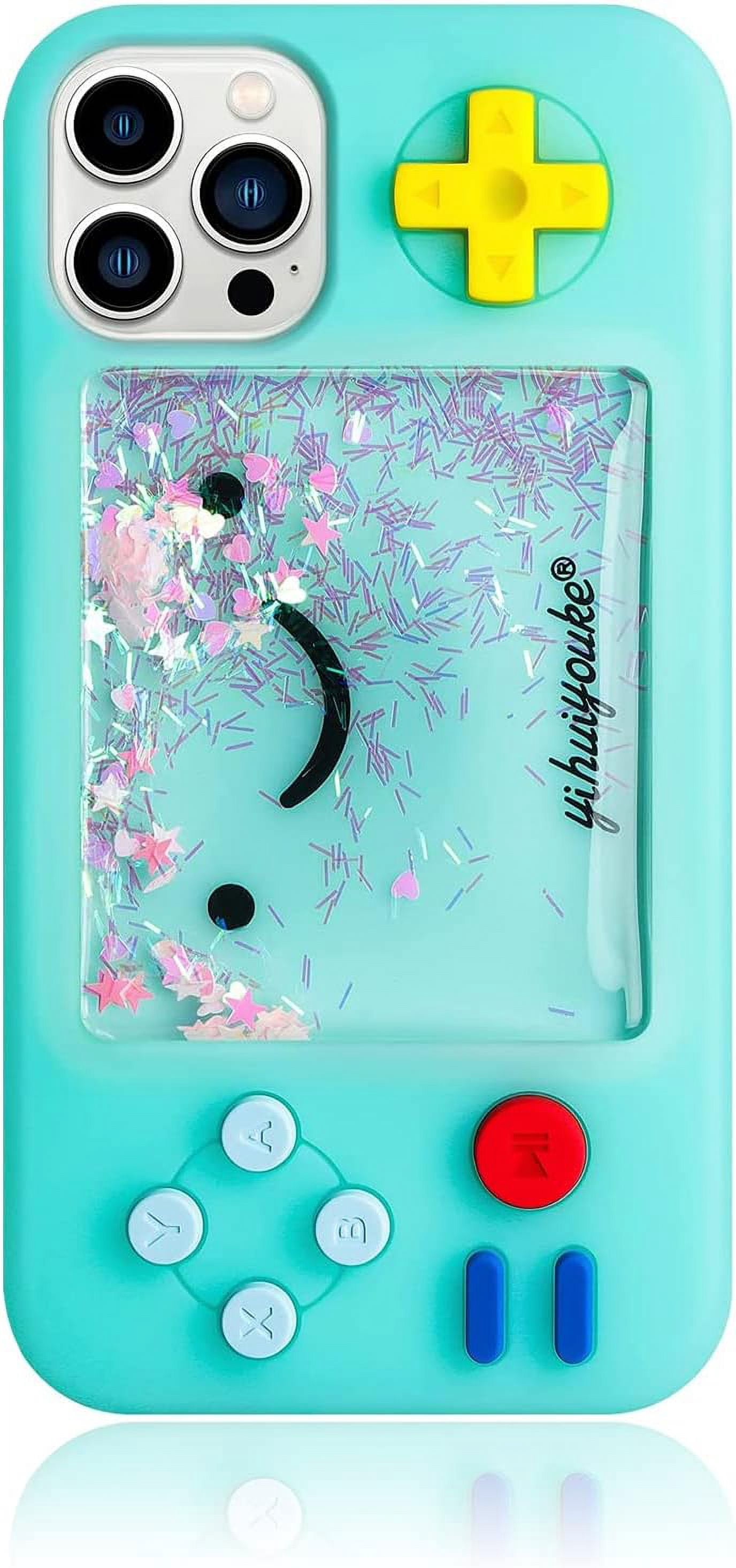Game Console Phone Case for iPhone 13,Bling Liquid Quicksand Retro