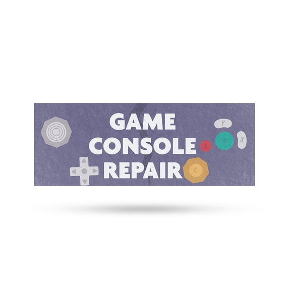 Game Console Repair Vinyl Decal 48 Inch x 18 Inch Weatherproof Heavy-Duty Adhesive Backing | Xbox, PlayStation, Nintendo Fixes, Expert Service | Made in USA
