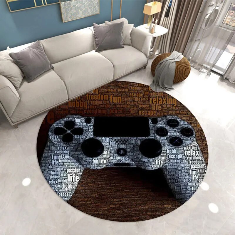 Game Console Round Carpet for Boy Chair Mat Kids Floor Rug Tatami Mat Fashion Living Room Floor
