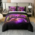 thumbnail image 1 of Game Consoles 100% Cotton Bedding Sets King Purple Gamepad Duvet Cover Universe Gamer Space Geometric Bedroom Decor Galaxy Glow Gaming Comforter Cover（No Comforter）, 1 of 6