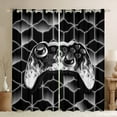 thumbnail image 1 of Game Consoles 30%-50% Blackout Curtains Neon Geometry Curtains 2 Panels (52Wx84L),3D Geometric Gamer Curtains Drapes Grey Flame Window Curtains Gamer Gifts, 1 of 5