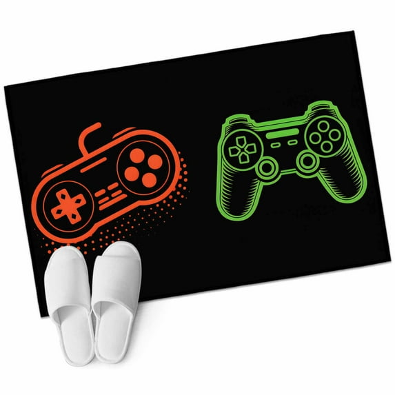 Game Controller 2'x3' Washable Rug, Modern Art Gaming Handheld Black Non-Slip Soft Doormat Area Rugs for Entrance Bathroom Bedsides, Carpet for Kitchen Bedroom, Entryway Floor Mat