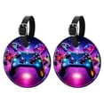 thumbnail image 1 of Game Controller 2Pcs PU Leather Round Luggage Tags with Privacy Cover and Name ID Tag for Suitcase, Handbags, Backpacks, School Bags, 1 of 6