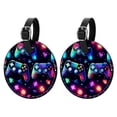 thumbnail image 1 of Game Controller 2pcs PU Leather Round Bag Tags with Privacy Cover and Name ID Tag - Suitcase Tags for Travel Luggage, Handbags, Backpacks, School Bags, 1 of 6