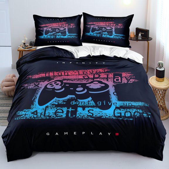 Game Controller 3 Piece Bedding Set for Teens Vibrant Duvet Cover & Pillowcases, 200x200cm, Compatible with Standard Beds