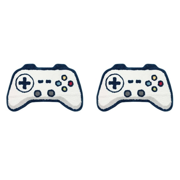 2PCSGaming Rug Cute Cartoon Game Controller Floor Mat, Non- Extra Soft Absorbent Machine Washable Rug for Game Room,Bedroom Bathroom Fun Gamer Decor Carpet Shower Matï¼23.62*15.75Inchï¼