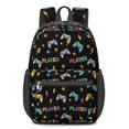 thumbnail image 1 of Game Controller Black Pattern 17" School Backpacks for Teens,Waterproof Oxford Fabric,S-Shape Padded Straps for School,Travel,Hiking,Camping, 1 of 6