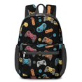 thumbnail image 1 of Game Controller Black Pattern 17" School Backpacks for Teens,Waterproof Oxford Fabric,S-Shape Padded Straps for School,Travel,Hiking,Camping, 1 of 6