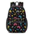 thumbnail image 1 of Game Controller Black Pattern 17" School Backpacks for Teens,Waterproof Oxford Fabric,S-Shape Padded Straps for School,Travel,Hiking,Camping, 1 of 6