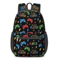 thumbnail image 1 of Game Controller Black Pattern 17" School Backpacks for Teens,Waterproof Oxford Fabric,S-Shape Padded Straps for School,Travel,Hiking,Camping, 1 of 6