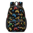 thumbnail image 1 of Game Controller Black Pattern 17" School Backpacks for Teens,Waterproof Oxford Fabric,S-Shape Padded Straps for School,Travel,Hiking,Camping, 1 of 6