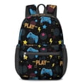 thumbnail image 1 of Game Controller Black Pattern 17" School Backpacks for Teens,Waterproof Oxford Fabric,S-Shape Padded Straps for School,Travel,Hiking,Camping, 1 of 6