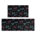 thumbnail image 1 of Game Controller Black Pattern Anti Fatigue Kitchen Rugs Set Of 2, Non Slip Washable Decorative Floor Mats for Kitchen Sink Laundry, 17"x30" and 17"x47", 1 of 5