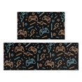 thumbnail image 1 of Game Controller Black Pattern Anti Fatigue Kitchen Rugs Set Of 2, Non Slip Washable Decorative Floor Mats for Kitchen Sink Laundry, 17"x30" and 17"x47", 1 of 5