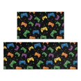 thumbnail image 1 of Game Controller Black Pattern Anti Fatigue Kitchen Rugs Set Of 2, Non Slip Washable Decorative Floor Mats for Kitchen Sink Laundry, 17"x30" and 17"x47", 1 of 5