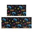 thumbnail image 1 of Game Controller Black Pattern Anti Fatigue Kitchen Rugs Set Of 2, Non Slip Washable Decorative Floor Mats for Kitchen Sink Laundry, 17"x30" and 17"x47", 1 of 6