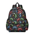 thumbnail image 1 of Game Controller Black Pattern Backpack for School, Cute School Bag with Adjustable Shoulder Straps and Padded Back, 13.4"x11"x4.7", 1 of 5