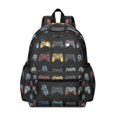 thumbnail image 1 of Game Controller Black Pattern Backpack for School, Cute School Bag with Adjustable Shoulder Straps and Padded Back, 13.4"x11"x4.7", 1 of 5
