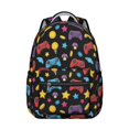 thumbnail image 1 of Game Controller Black Pattern Backpack for School, Cute School Bag with Adjustable Shoulder Straps and Padded Back, 15.3"x11"x7.1", 1 of 5