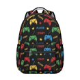 thumbnail image 1 of Game Controller Black Pattern Backpack for School, Cute School Bag with Adjustable Shoulder Straps and Padded Back, 15.3"x11"x7.1", 1 of 5
