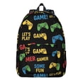 thumbnail image 1 of Game Controller Black Pattern Backpack for School, Cute School Bag with Adjustable Shoulder Straps and Padded Back, 15.7"x11.8"x5.5", 1 of 5