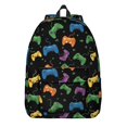 thumbnail image 1 of Game Controller Black Pattern Backpack for School, Cute School Bag with Adjustable Shoulder Straps and Padded Back, 15.7"x11.8"x5.5", 1 of 5