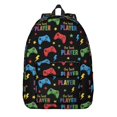 thumbnail image 1 of Game Controller Black Pattern Backpack for School, Cute School Bag with Adjustable Shoulder Straps and Padded Back, 15.7"x11.8"x5.5", 1 of 5