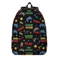 thumbnail image 1 of Game Controller Black Pattern Backpack for School, Cute School Bag with Adjustable Shoulder Straps and Padded Back, 15.7"x11.8"x5.5", 1 of 5
