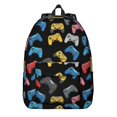 thumbnail image 1 of Game Controller Black Pattern Backpack for School, Cute School Bag with Adjustable Shoulder Straps and Padded Back, 15.7"x11.8"x5.5", 1 of 2