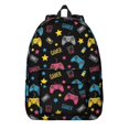 thumbnail image 1 of Game Controller Black Pattern Backpack for School, Cute School Bag with Adjustable Shoulder Straps and Padded Back, 15.7"x11.8"x5.5", 1 of 5