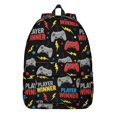 thumbnail image 1 of Game Controller Black Pattern Backpack for School, Cute School Bag with Adjustable Shoulder Straps and Padded Back, 15.7"x11.8"x5.5", 1 of 5