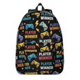 thumbnail image 1 of Game Controller Black Pattern Backpack for School, Cute School Bag with Adjustable Shoulder Straps and Padded Back, 15.7"x11.8"x5.5", 1 of 5