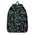 thumbnail image 1 of Game Controller Black Pattern Backpack for School, Cute School Bag with Adjustable Shoulder Straps and Padded Back, 15.7"x11.8"x5.5", 1 of 5