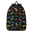 thumbnail image 1 of Game Controller Black Pattern Backpack for School, Cute School Bag with Adjustable Shoulder Straps and Padded Back, 15.7"x11.8"x5.5", 1 of 4