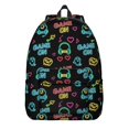 thumbnail image 1 of Game Controller Black Pattern Backpack for School, Cute School Bag with Adjustable Shoulder Straps and Padded Back, 15.7"x11.8"x5.5", 1 of 5