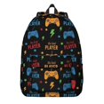 thumbnail image 1 of Game Controller Black Pattern Backpack for School, Cute School Bag with Adjustable Shoulder Straps and Padded Back, 15.7"x11.8"x5.5", 1 of 5
