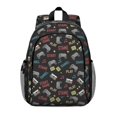 thumbnail image 1 of Game Controller Black Pattern Backpack for School, Cute School Bag with Adjustable Shoulder Straps and Padded Back, 15"x11.42"x5.5", 1 of 4