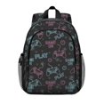 thumbnail image 1 of Game Controller Black Pattern Backpack for School, Cute School Bag with Adjustable Shoulder Straps and Padded Back, 15"x11.42"x5.5", 1 of 5