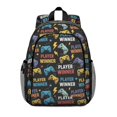 thumbnail image 1 of Game Controller Black Pattern Backpack for School, Cute School Bag with Adjustable Shoulder Straps and Padded Back, 15"x11.42"x5.5", 1 of 5