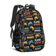thumbnail image 1 of Game Controller Black Pattern Backpack for School, Cute School Bag with Adjustable Shoulder Straps and Padded Back, 16.9"x12.6"x5.9", 1 of 5