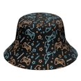 Game Controller Black Pattern Bucket Hat, Travel Foldable Hat with Wide ...